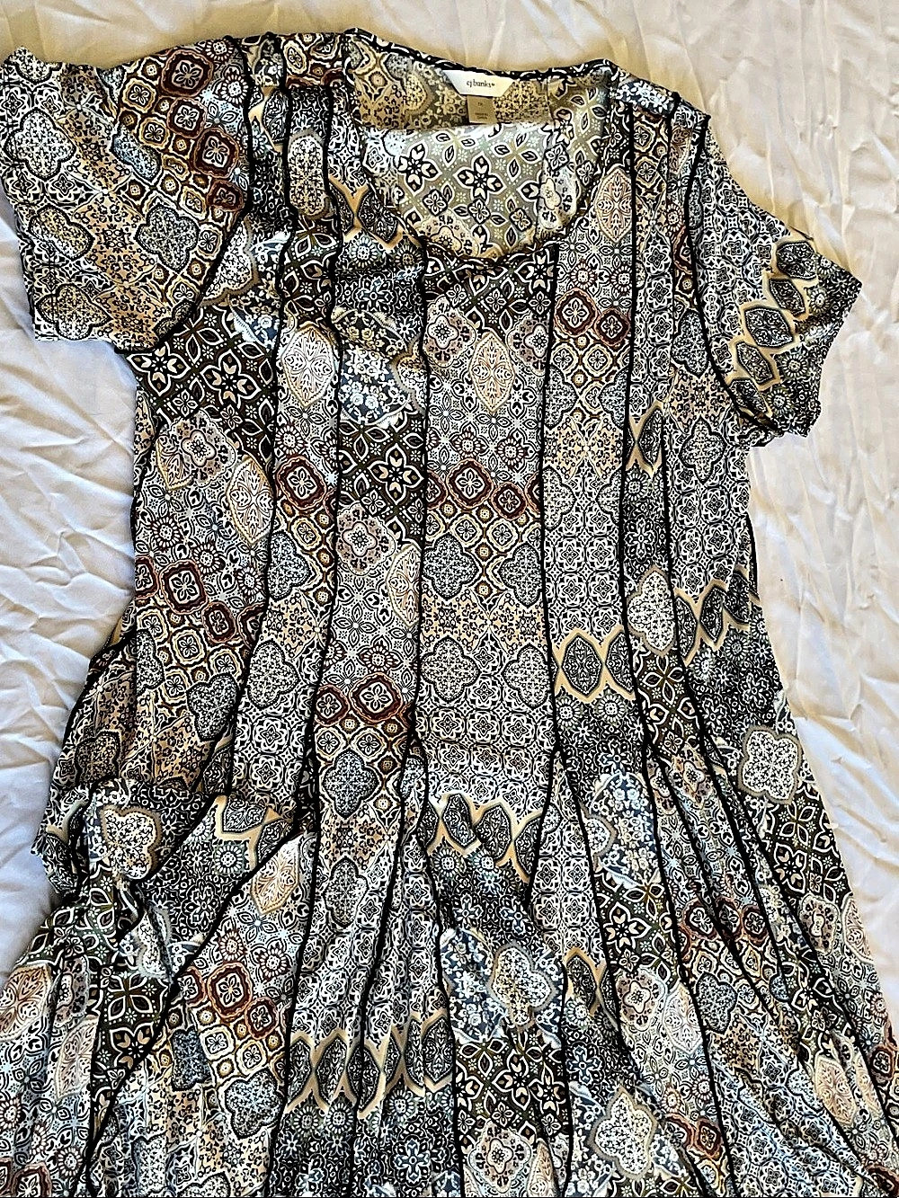 Cato Geometric Tunic in Black & Blue Size XL Like New